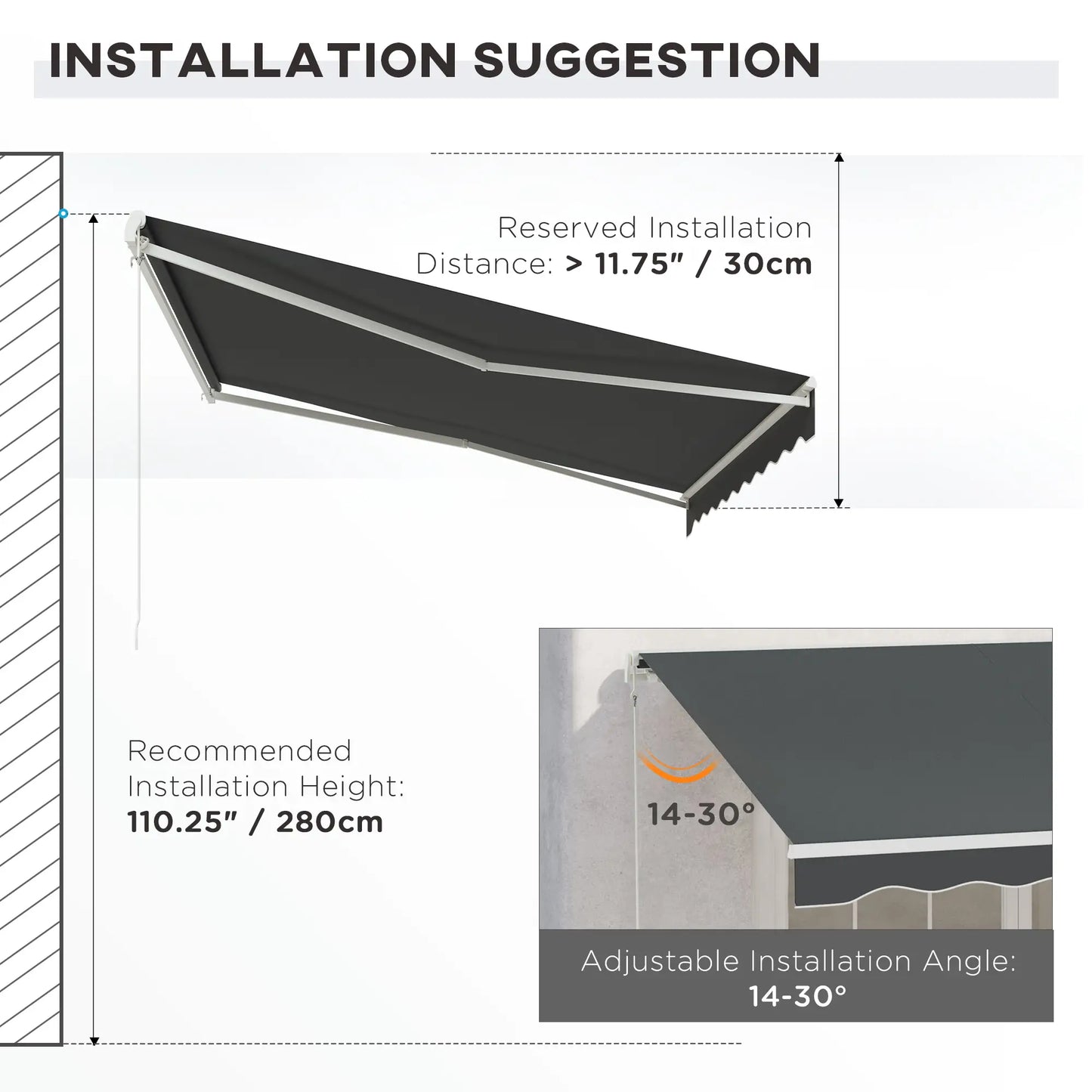 12'x10' Electric Retractable Awning, UV Protection, Grey Deck Awnings at Gallery Canada