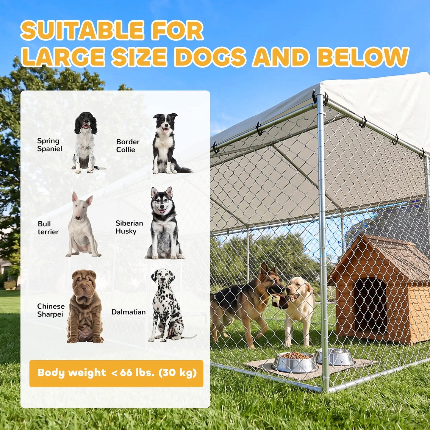 Galvanized Steel Outdoor Dog Kennel With Roof, Safety Locks, 19.7' x 9.8' x 7.1' Dog Kennels at Gallery Canada