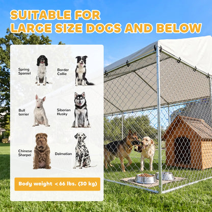 Galvanized Steel Outdoor Dog Kennel With Roof, Safety Locks, 19.7' x 9.8' x 7.1' Dog Kennels at Gallery Canada