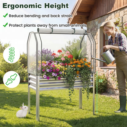 Galvanized Raised Garden Bed With Legs, Greenhouse Cover, Silver Raised Garden Beds at Gallery Canada