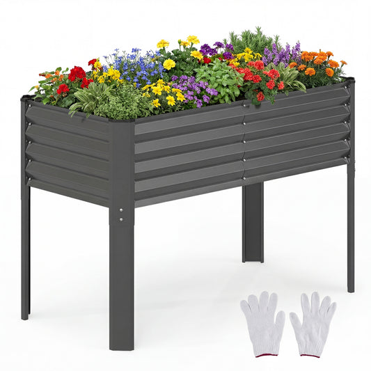 Galvanized Raised Garden Bed With Legs, 46" x 24" x 31", Gray Raised Garden Beds Gray at Gallery Canada