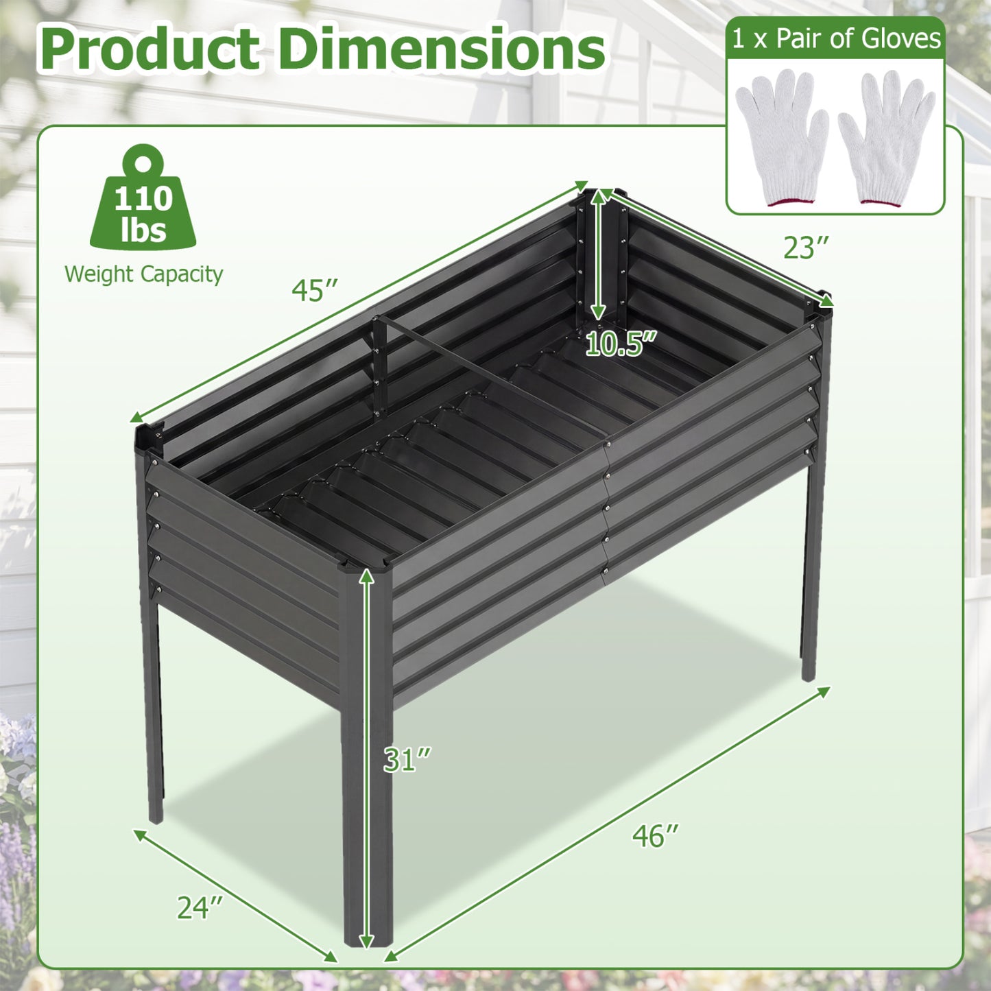Galvanized Raised Garden Bed With Legs, 46" x 24" x 31", Gray Raised Garden Beds at Gallery Canada