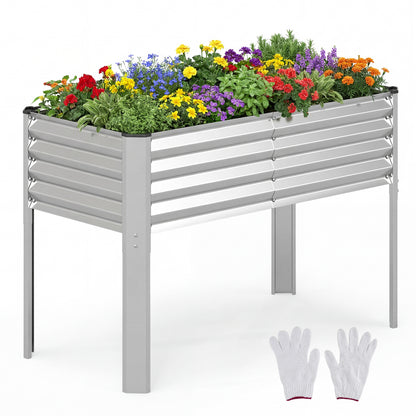 Galvanized Raised Garden Bed With Legs, 46" x 24" x 31", Silver Raised Garden Beds Silver at Gallery Canada