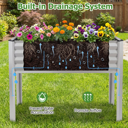 Galvanized Raised Garden Bed With Legs, 46" x 24" x 31", Silver Raised Garden Beds at Gallery Canada