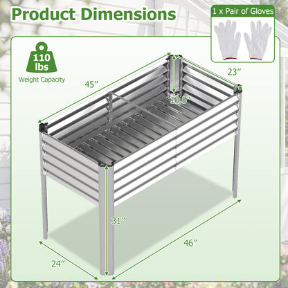 Galvanized Raised Garden Bed With Legs, 46" x 24" x 31", Silver Raised Garden Beds at Gallery Canada