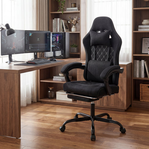 Gaming Chair Height Adjustable Computer Chair with Headrest Video Game Chair, Black