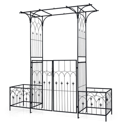 Garden Arbor With Gate, Planter Boxes, Heavy Duty Metal Arch Outdoor Decor at Gallery Canada