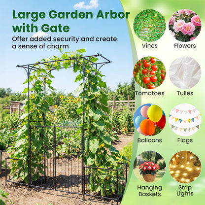 Garden Arbor With Gate, Planter Boxes, Heavy Duty Metal Arch Outdoor Decor at Gallery Canada