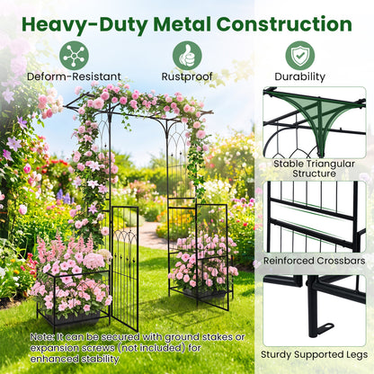 Garden Arbor With Gate, Planter Boxes, Heavy Duty Metal Arch Outdoor Decor at Gallery Canada
