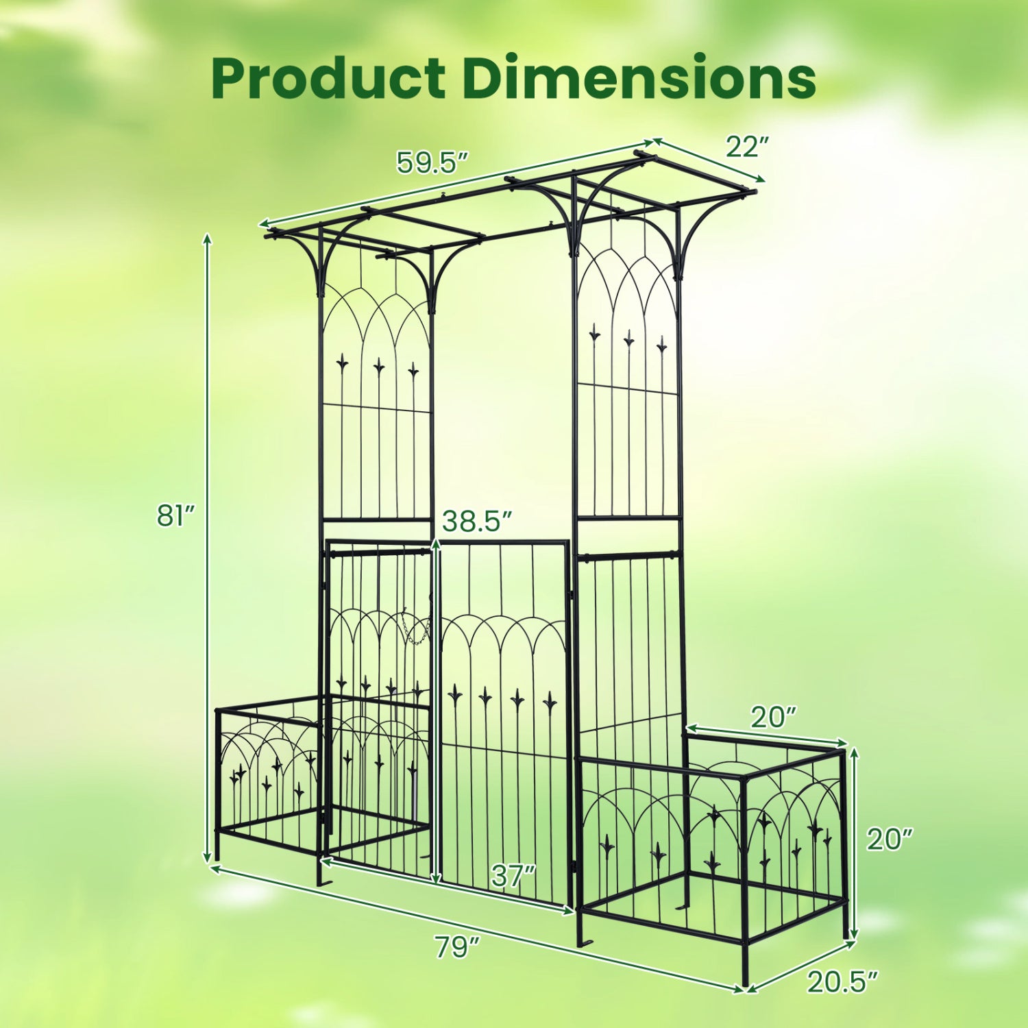 Garden Arbor With Gate, Planter Boxes, Heavy Duty Metal Arch Outdoor Decor at Gallery Canada
