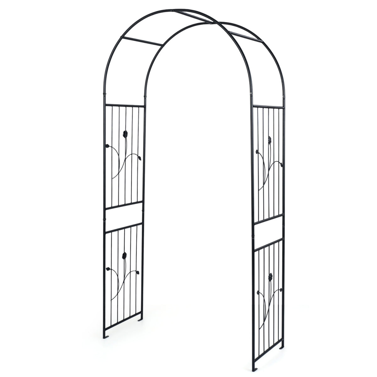 Garden Arch 87" Tall Heavy Duty Metal Arbor Trellis Outdoor Decor Black at Gallery Canada