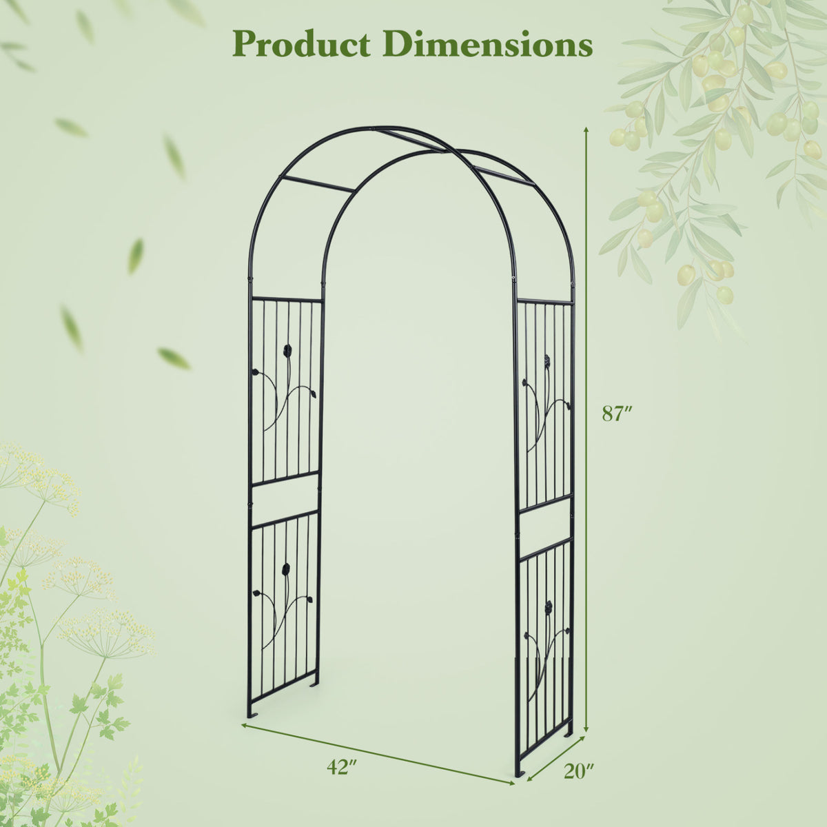 Garden Arch 87" Tall Heavy Duty Metal Arbor Trellis Outdoor Decor at Gallery Canada