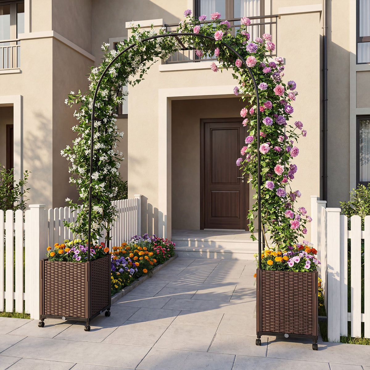 Garden Arch Trellis With 2 Self-Watering Planter Boxes, Black Plant Supports at Gallery Canada
