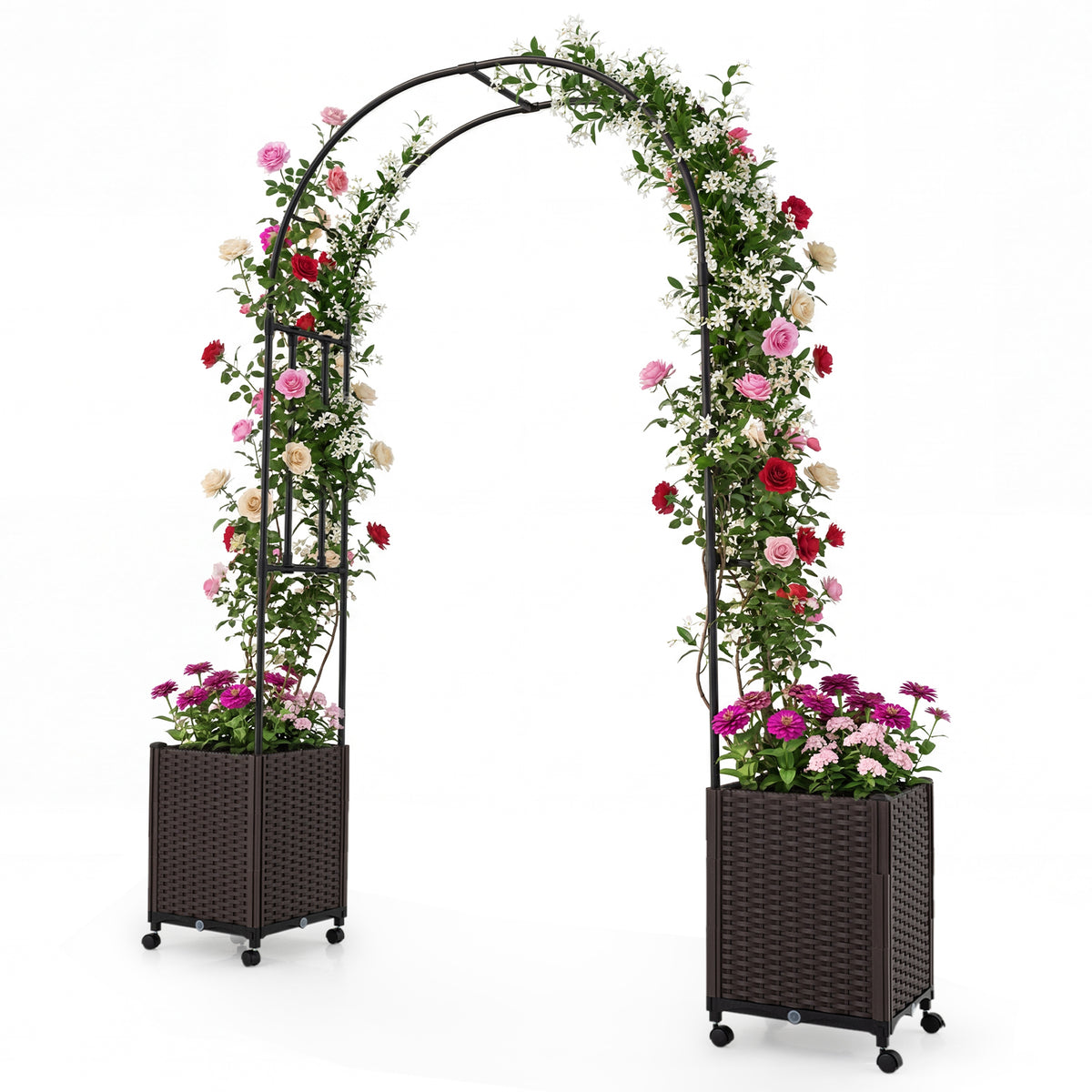 Garden Arch Trellis With 2 Self-Watering Planter Boxes, Black Plant Supports at Gallery Canada