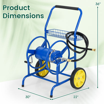 Garden Hose Reel Cart With 2 Wheels, Storage Basket, Blue Watering & Irrigation at Gallery Canada