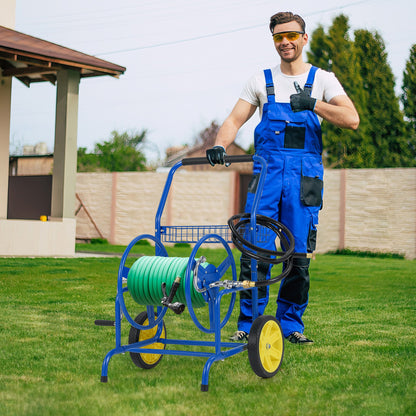 Garden Hose Reel Cart With 2 Wheels, Storage Basket, Blue Watering & Irrigation at Gallery Canada