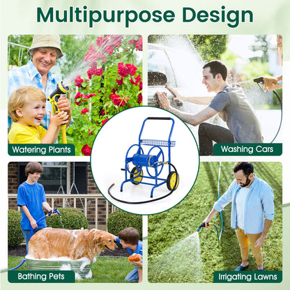 Garden Hose Reel Cart With 2 Wheels, Storage Basket, Blue Watering & Irrigation at Gallery Canada