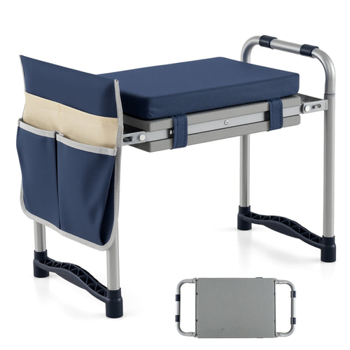 Garden Kneeler & Seat Foldable Stool with EVA Foam Padding, Navy