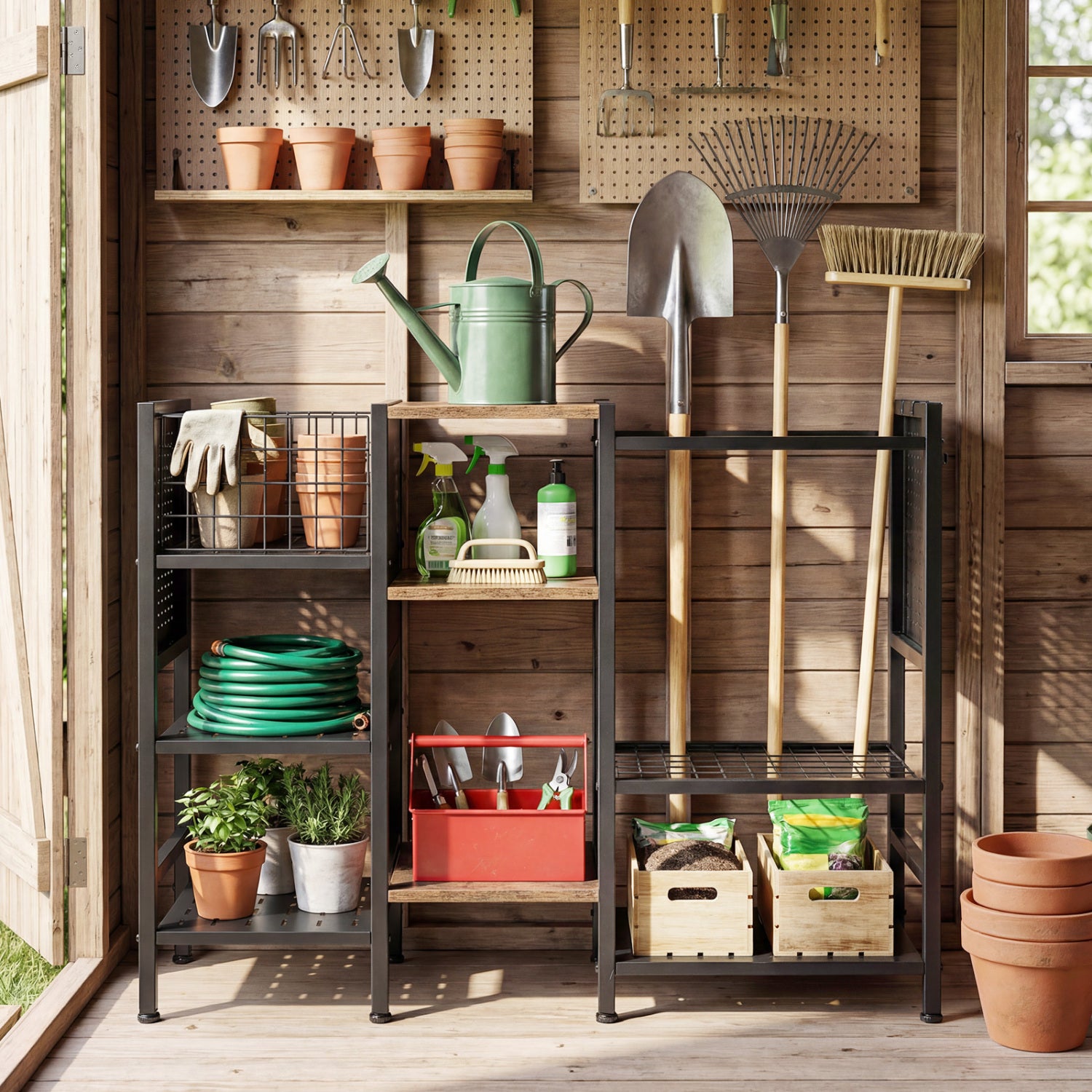 Garden Tool Organizer With Wooden Shelves, Black Sheds & Outdoor Storage at Gallery Canada