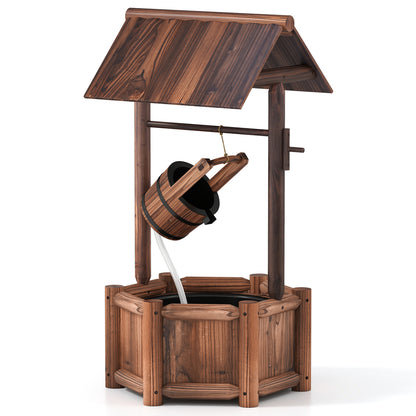 Wooden Wishing Water Fountain With Pump, Brown Outdoor Decor Brown at Gallery Canada