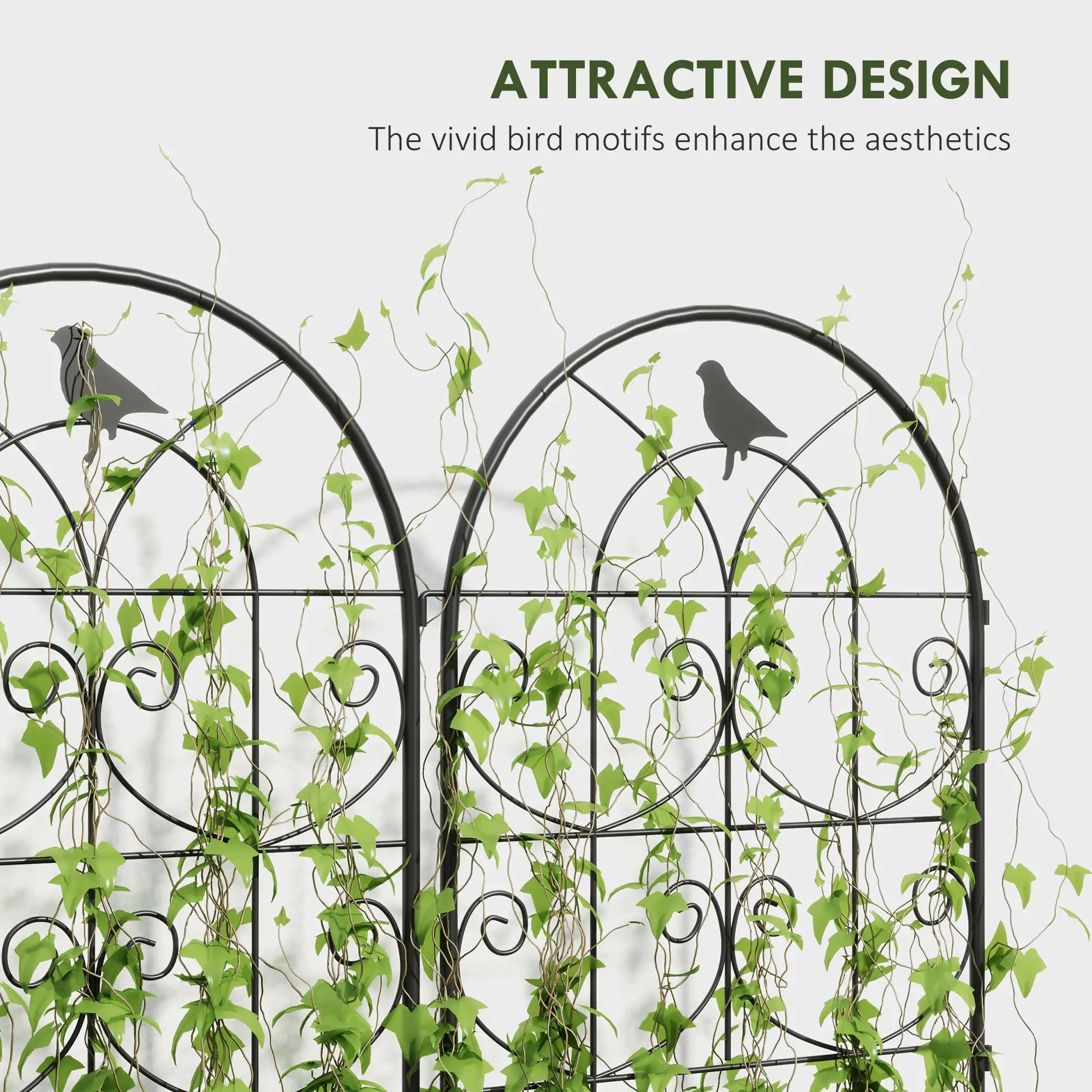 Metal Garden Trellis Set, Bird Design, 19.7