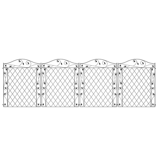 Metal Garden Fence Panels, Animal Barrier, Border Edging, 4 Pack, Wavey Vines Garden Fences Black at Gallery Canada