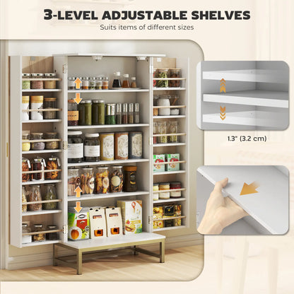 47" Kitchen Pantry Cabinet, Freestanding Storage with Adjustable Shelves, White Kitchen Pantry Cabinets at Gallery Canada