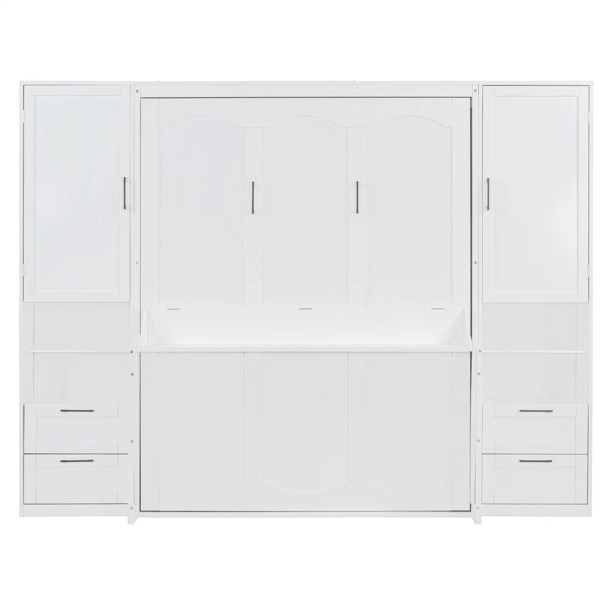 Murphy Bed with Closet, Drawers, Shelves, 114" L x 17" W x 87" H, White Bed Frames White at Gallery Canada