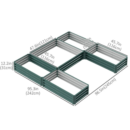 Steel Raised Garden Bed, Set of 5, 8x8x1ft, Green Galvanized Planter Boxes at Gallery Canada