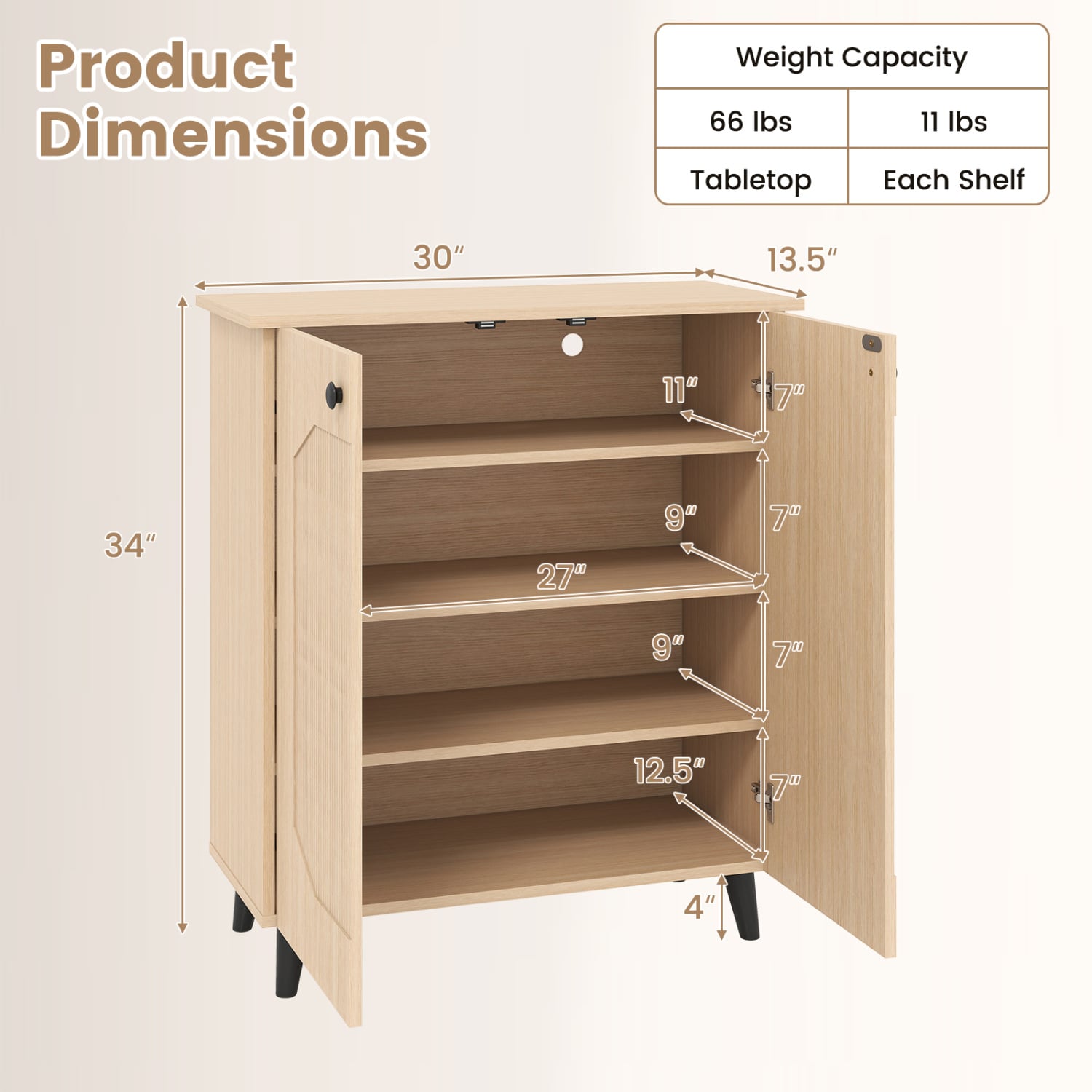 2-Door Geometric Footwear Cabinet, Natural Shoe Racks & Storage Benches at Gallery Canada