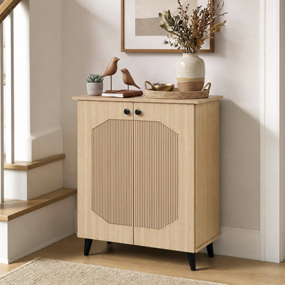 2-Door Geometric Footwear Cabinet, Natural Shoe Racks & Storage Benches at Gallery Canada