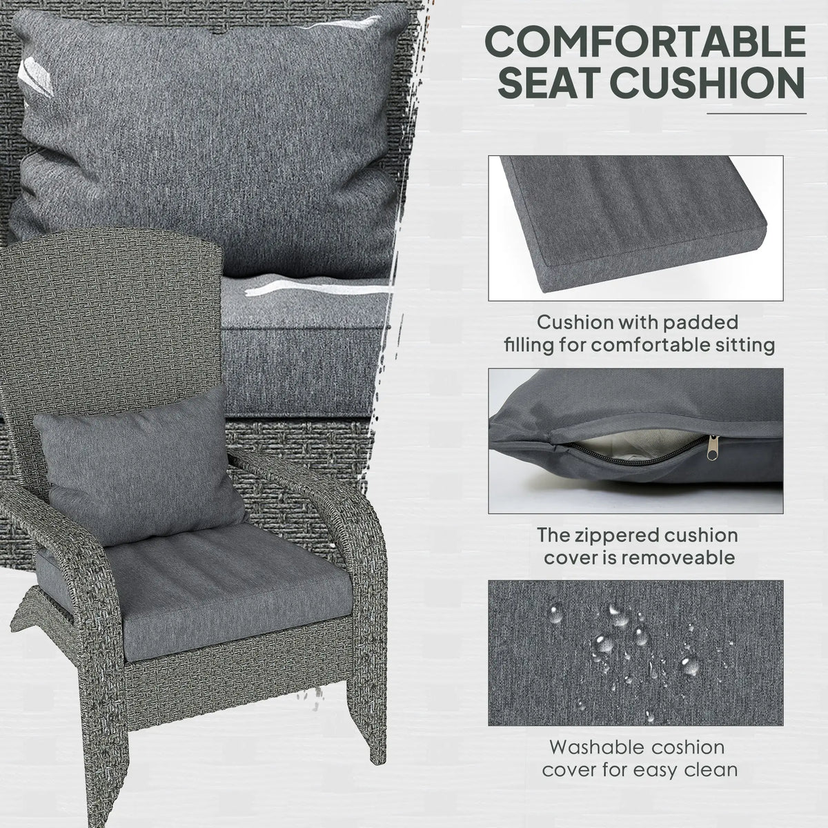 Wicker Adirondack Chair, PE Rattan Outdoor Fire Pit Chair, Heather Grey