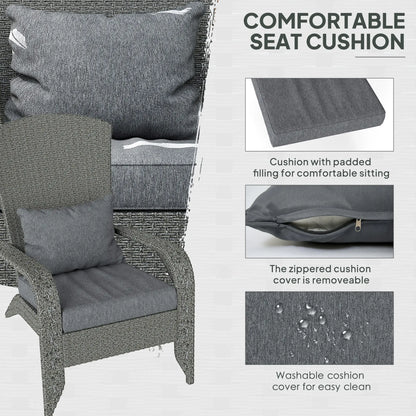 Wicker Adirondack Chair, PE Rattan Outdoor Fire Pit Chair, Heather Grey