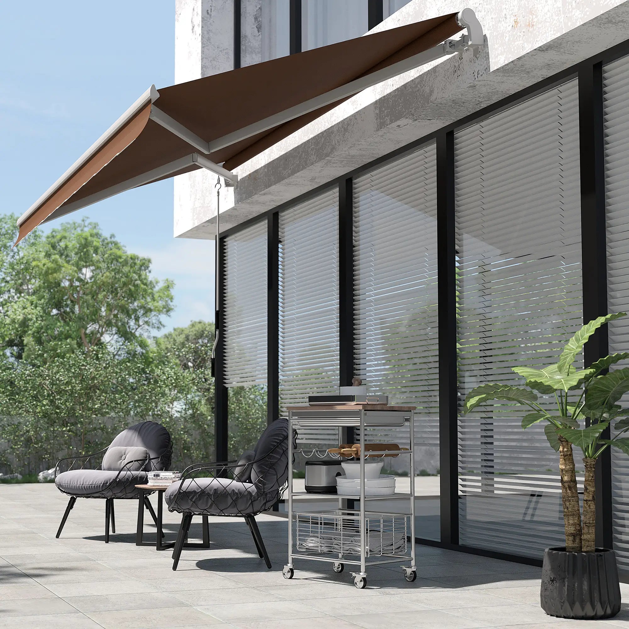 10' x 8' Manual Retractable Awning, Aluminum Frame, UV Protection, Coffee Window Awnings at Gallery Canada