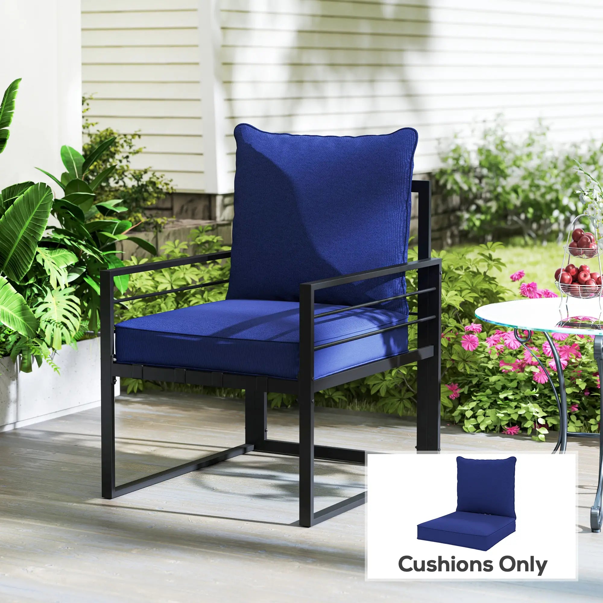Patio Chair Cushions, Thick Deep Seat, Dark Blue Patio Chair Cushions at Gallery Canada