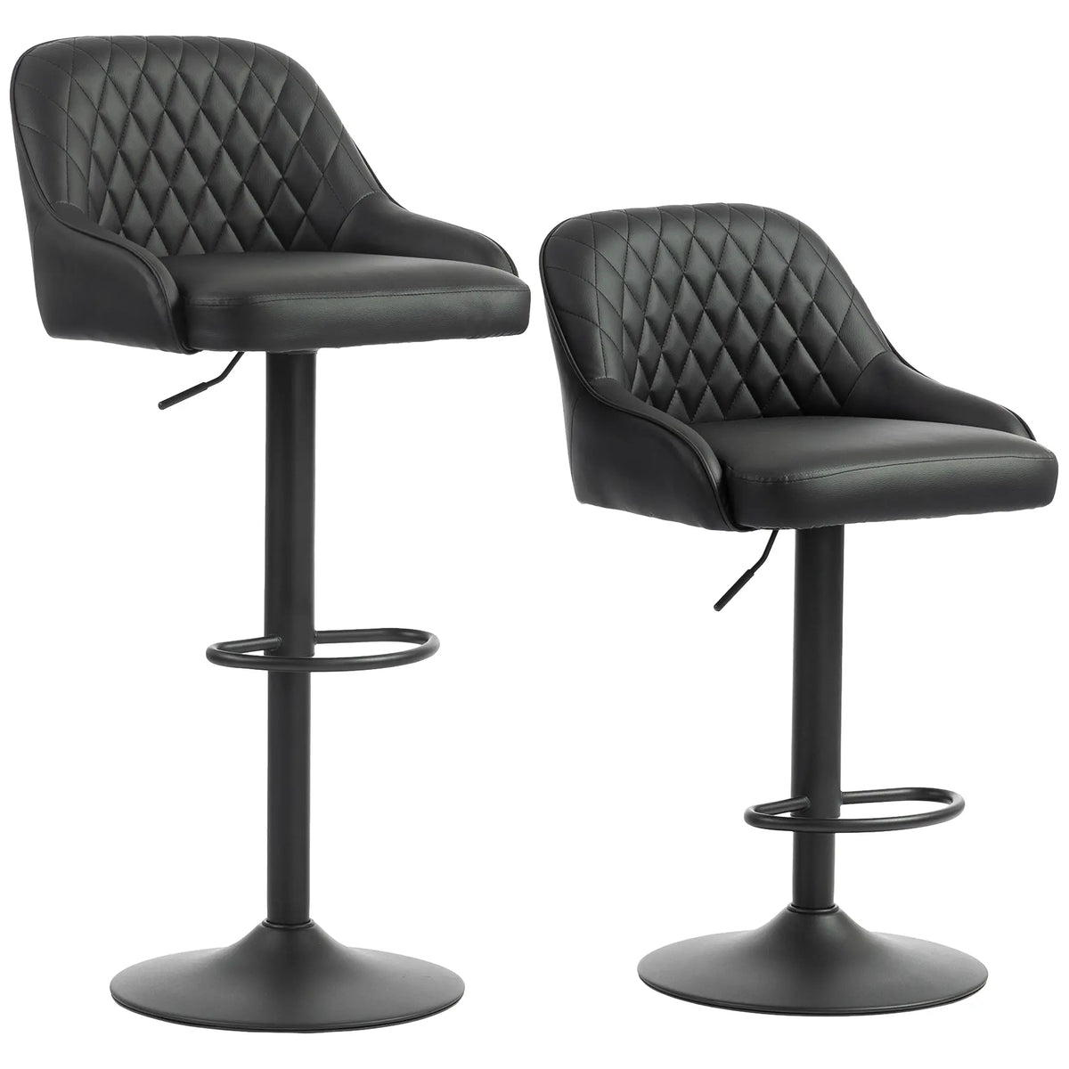 Adjustable Swivel Bar Stools With Backrest, Set Of 2, Black Bar Stools Black at Gallery Canada