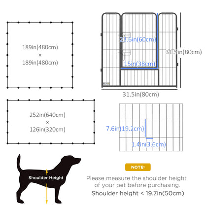 24 Panel 31.5" Heavy Duty Dog Playpen, Small Medium Dogs, Grey Houses, Kennels & Pens at Gallery Canada