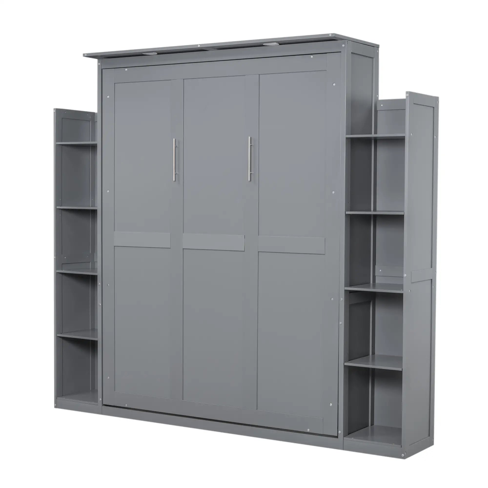 Murphy Bed with Shelves, LED Lights, 97.5