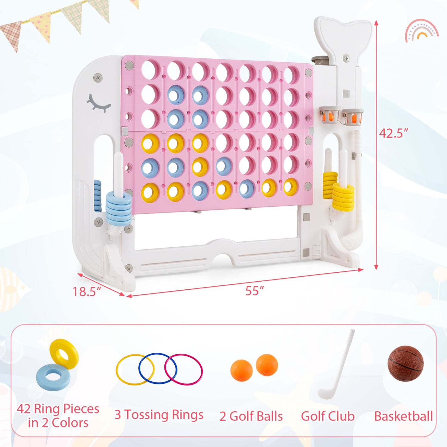 Giant 4-to-Score Game Set, Jumbo 4-in-a-Row, Pink Lawn Games at Gallery Canada