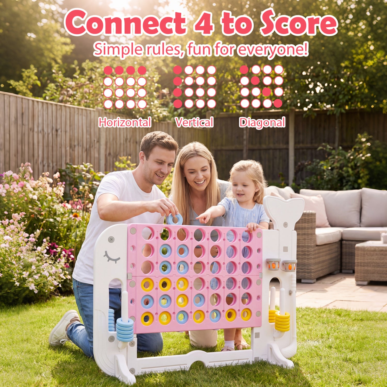 Giant 4-to-Score Game Set, Jumbo 4-in-a-Row, Pink Lawn Games at Gallery Canada