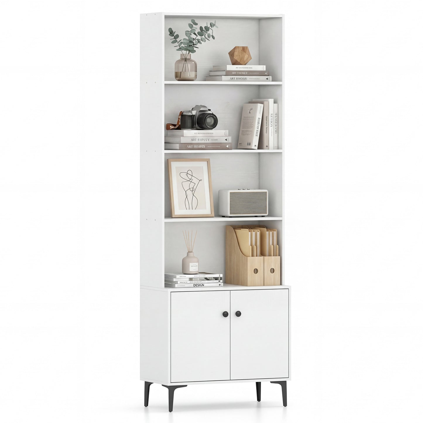 Bookshelf With Doors, 2 Anti-Tipping Kits, White Bookcases at Gallery Canada