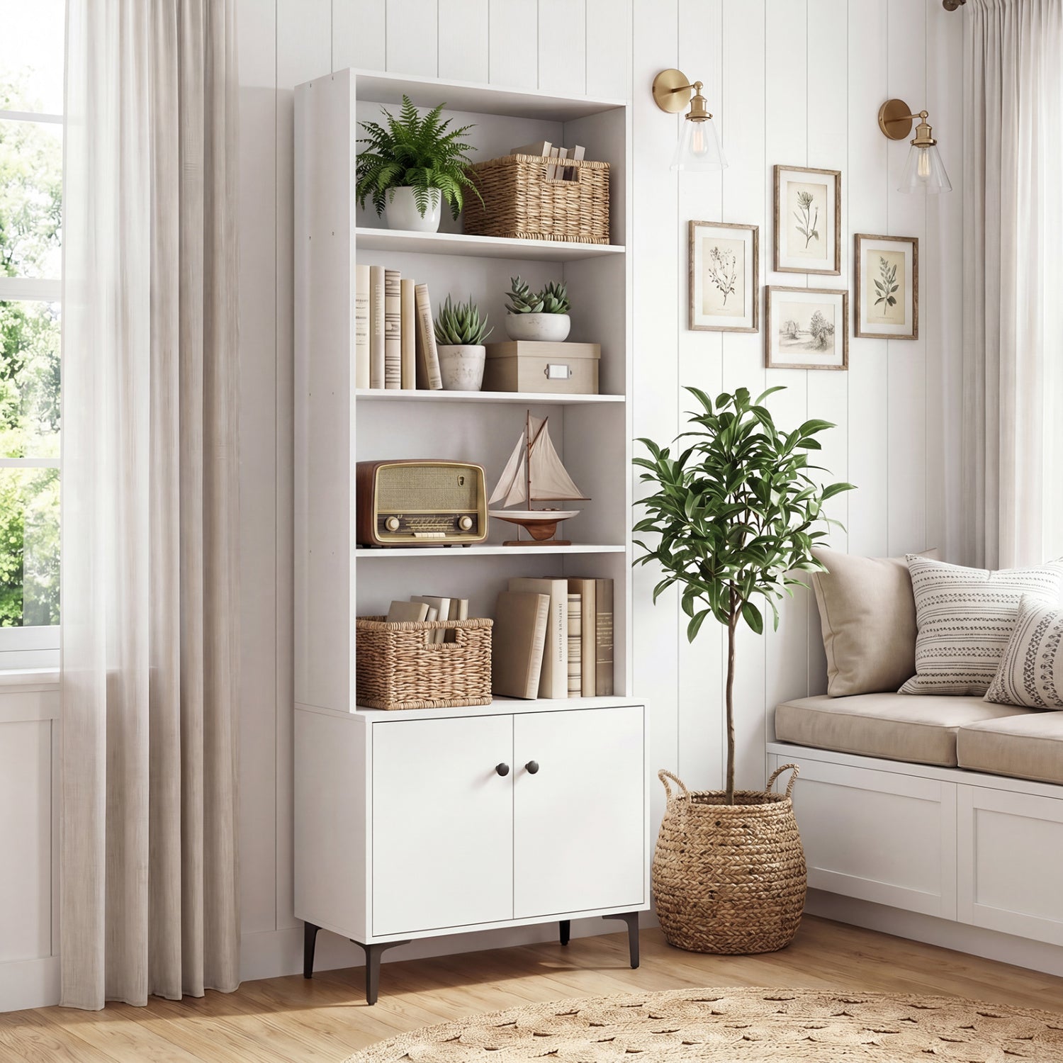 Bookshelf With Doors, 2 Anti-Tipping Kits, White Bookcases at Gallery Canada