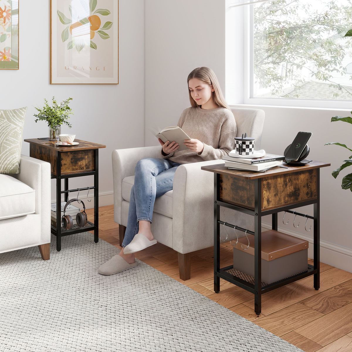 End Table With Charging Station, USB Ports, Flip Top End & Side Tables at Gallery Canada