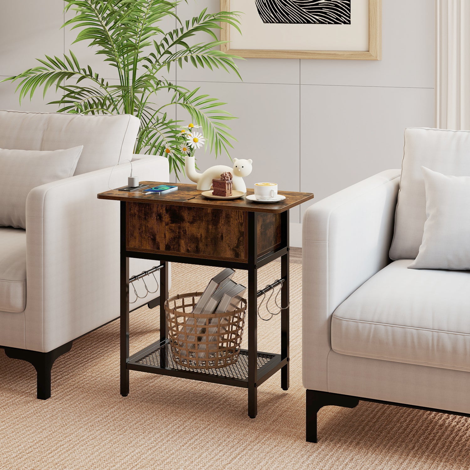 End Table With Charging Station, USB Ports, Flip Top End & Side Tables at Gallery Canada