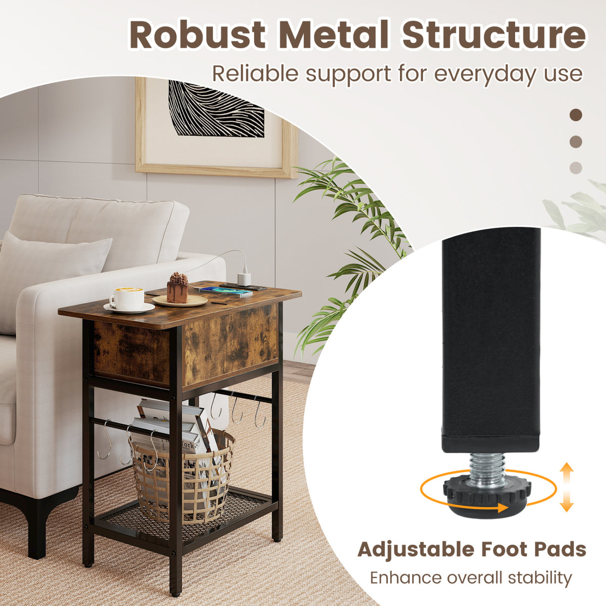 End Table With Charging Station, USB Ports, Flip Top End & Side Tables at Gallery Canada
