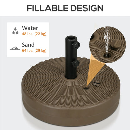 Heavy Duty Fillable Umbrella Base, Round Parasol Stand, Brown Umbrella Bases at Gallery Canada