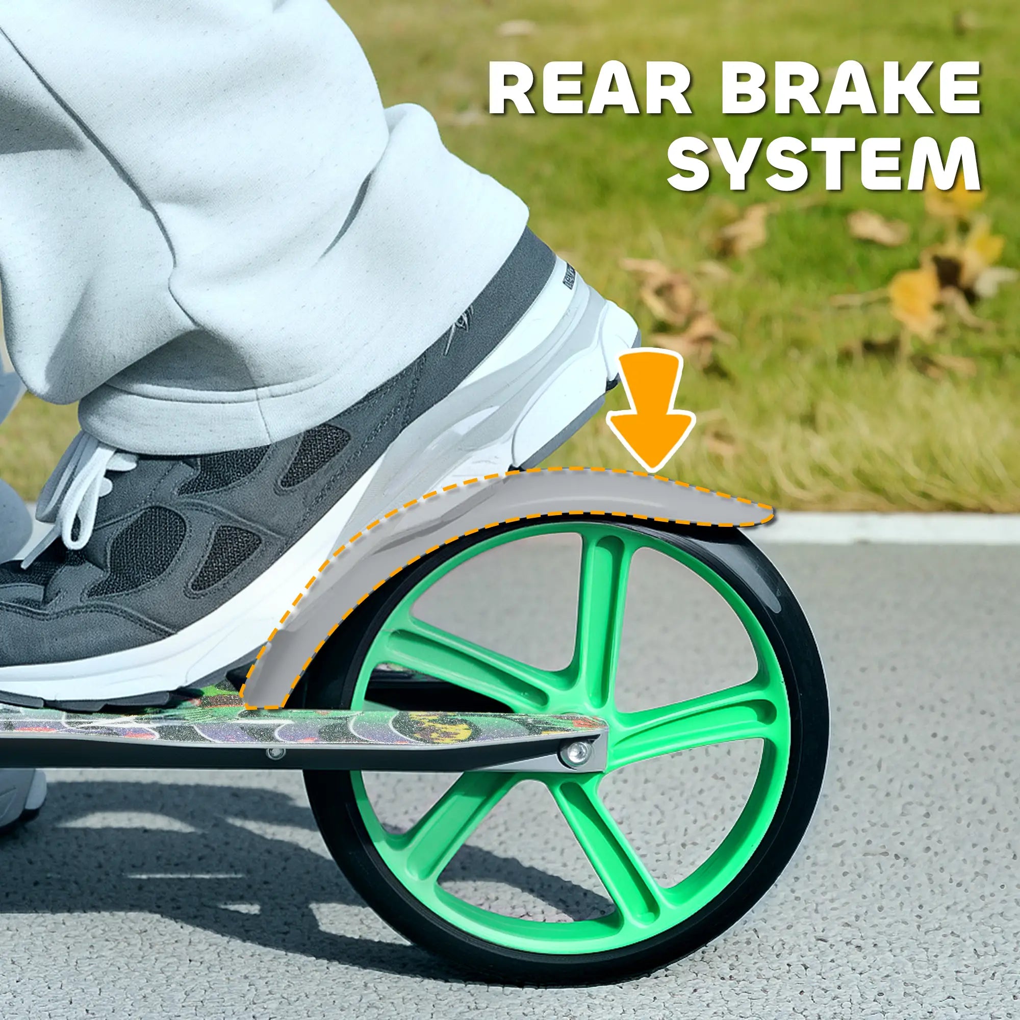 Kids Kick Scooter, Adjustable Height, Rear-Fender Brake, 200mm Wheel, Foldable, Green Scooters at Gallery Canada
