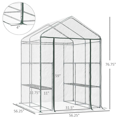 56" x 56" x 77" Walk-In Greenhouse, 8 Shelves, PVC Cover, Transparent Walk In Greenhouses at Gallery Canada