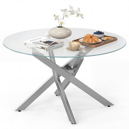 Round Glass Coffee Table, Tempered Glass Top, Silver Coffee Tables at Gallery Canada