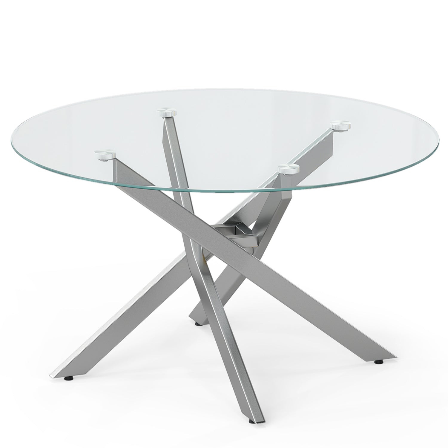 Round Glass Coffee Table, Tempered Glass Top, Silver Coffee Tables at Gallery Canada